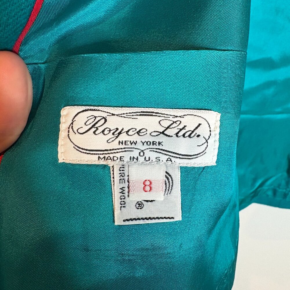 Vintage vtg teal blue wool blazer jacket - Picture 4 of 5